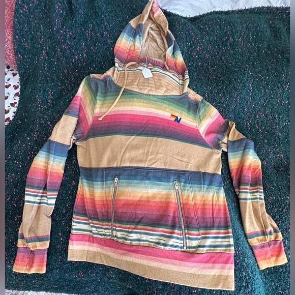 ‼️RARE‼️🎸AVIATOR NATION🎸🔥NWT🔥Serape Ninja Pullover Hoodie in Light Khaki—S - Picture 5 of 16